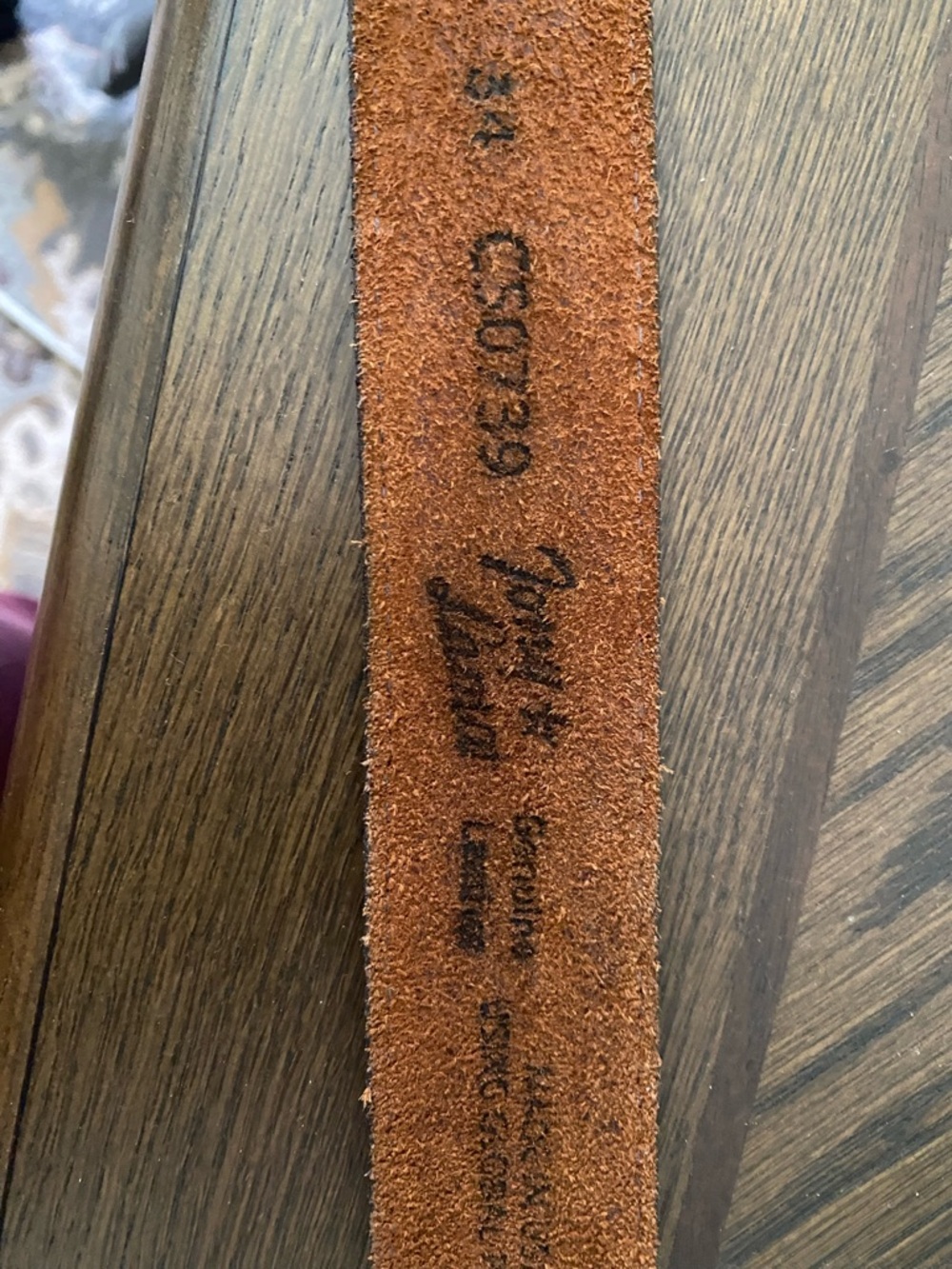 Tony Lama Tooled Brown Leather Belt with Engraved Silver Buckle - Picture 4 of 5